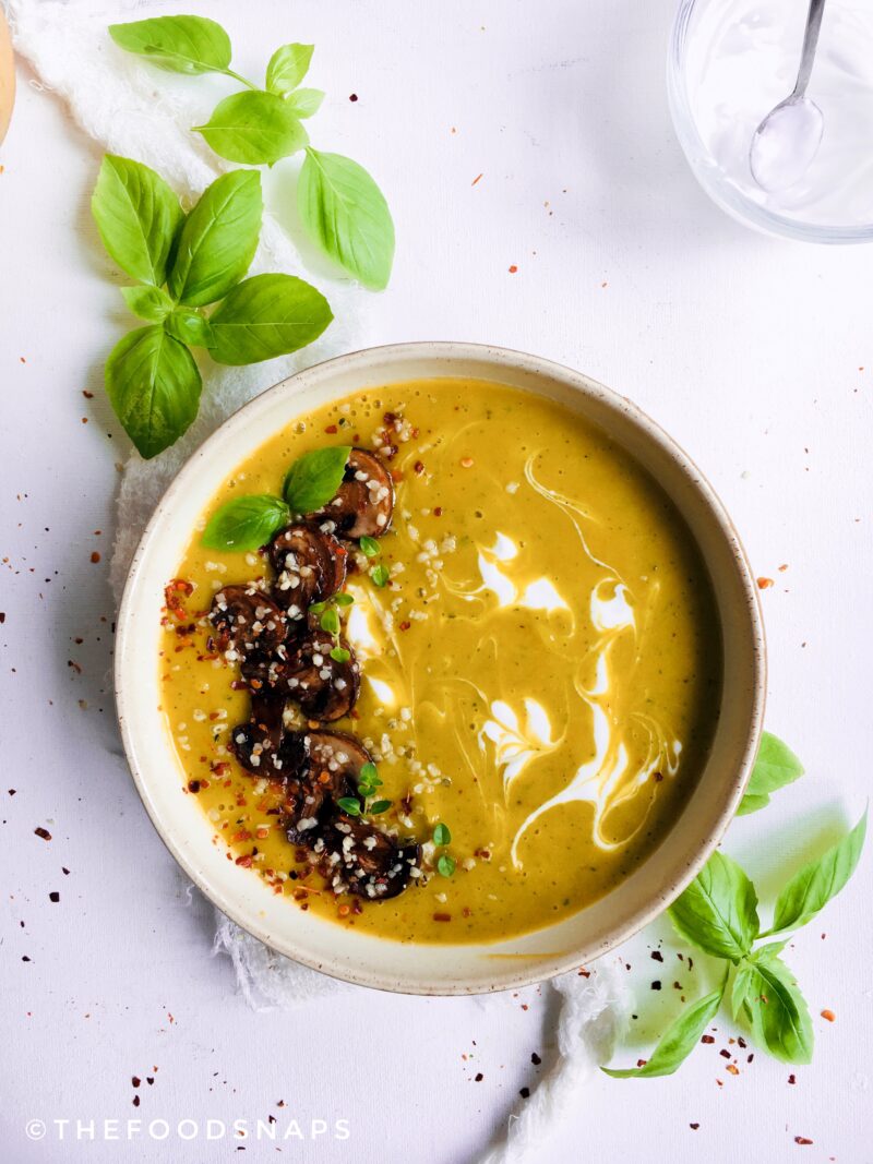 Creamy Butternut Squash and Mushroom Soup - TheFoodSnaps