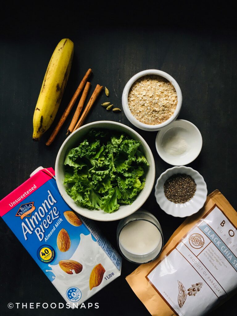 Ingredients For The Kale and Banana Pancakes