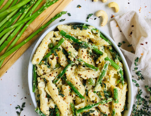 Penne Pasta with Asparagus and Cashew Cream  