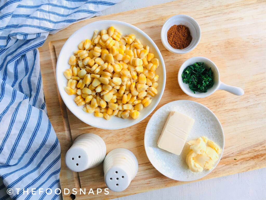 Ingredients for Cheesy Masala Corn 