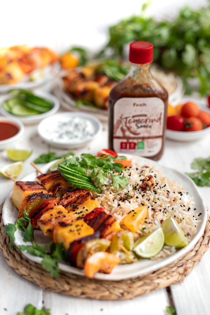 Paneer Kebab with Tamarind Sauce 